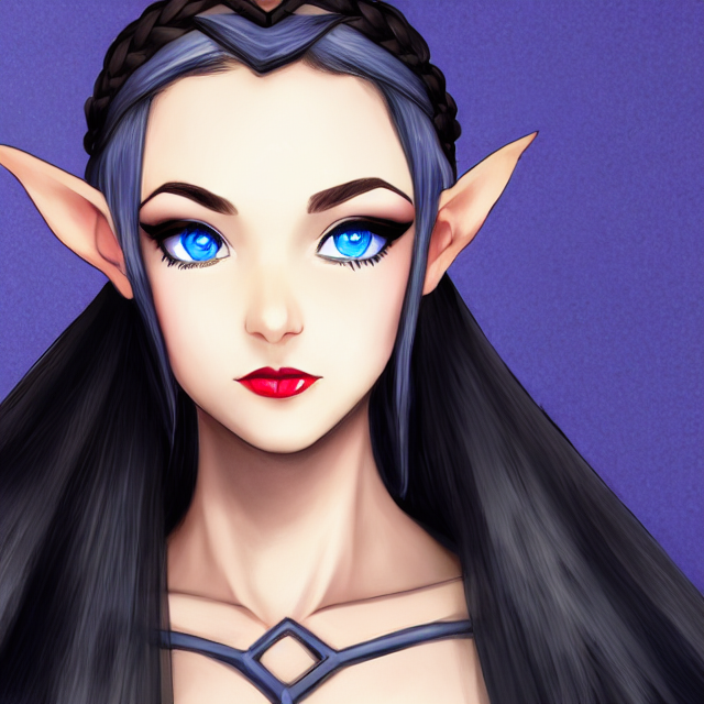 09489-2848402821-FRPGFaceGen, 1girl, solo, pointy_ears, braid, blue_eyes, black_hair, portrait, long_hair, realistic, lips, nose, crown_braid, ar.png